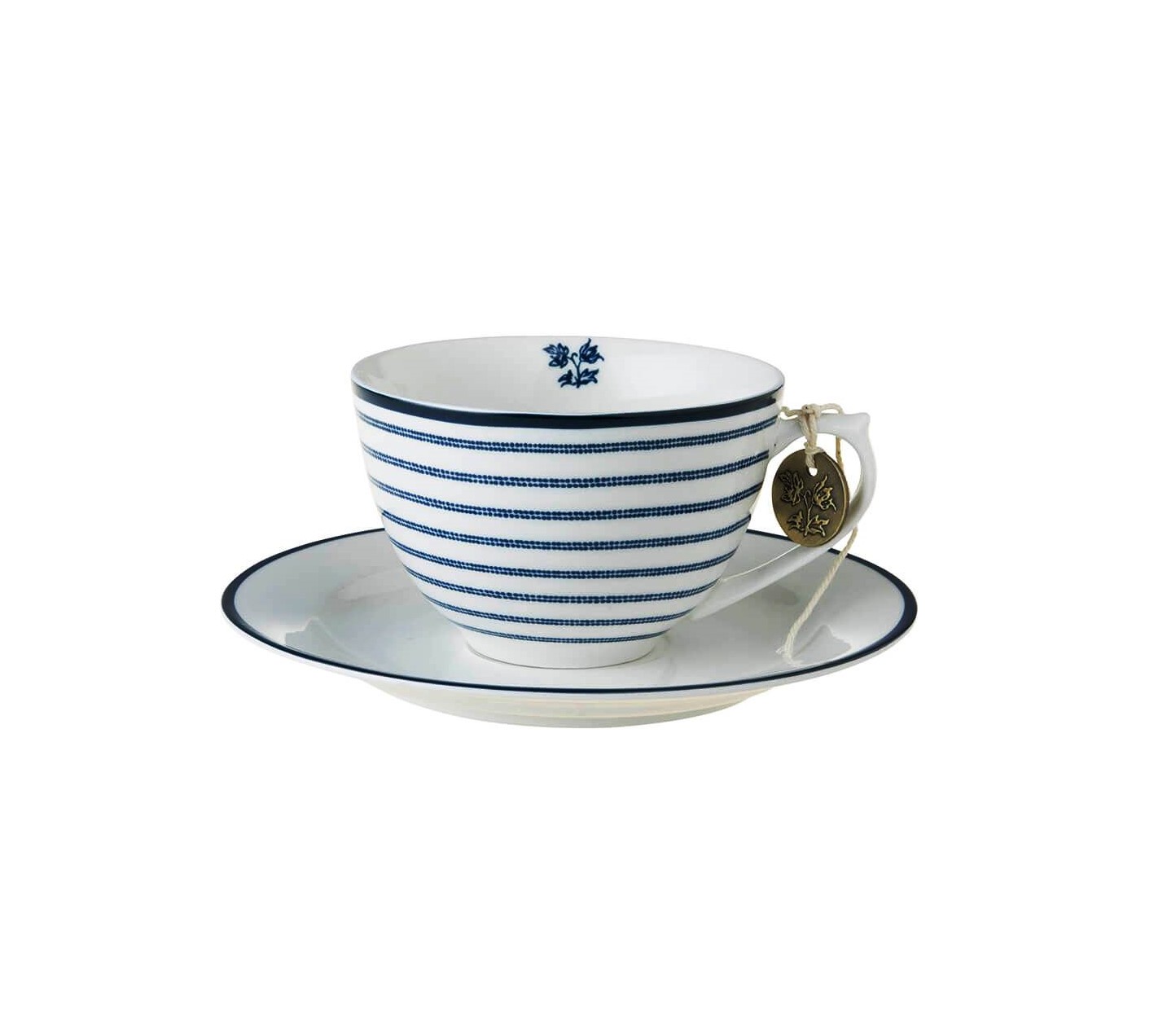 Чашка з блюдцем CANDY STRIPE Cup 260ml and Saucer Ø15 (Blue)